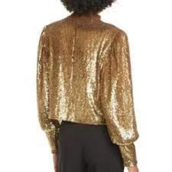 A.L.C. Margaret Sequin Mock Neck Top Gold - New with Tags Size 12 - Picture 4 of 4